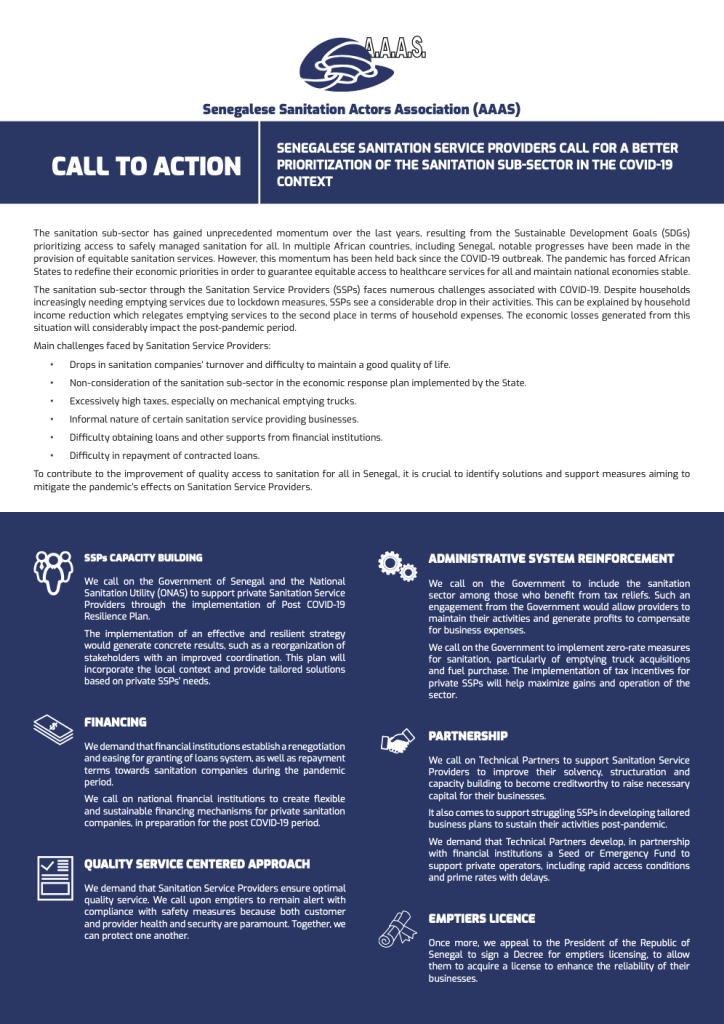 Senegalese Sanitation Actors Association’s call to action